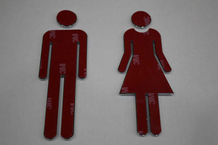 Toilettenschild Damen Herren WC Schild 2er-Set Edelstahl selbstklebend