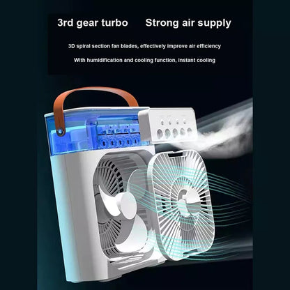 Luftkühler mit Wasserkühlung, 3-in-1 Verdunstungskühler, Luftbefeuchter & Ventilator, Mobile Klimageräte Luftkühler 7L, Leiser Air Cooler , 2 Kühlpacks