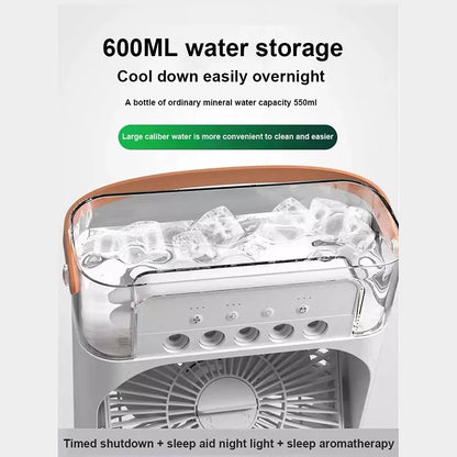 Luftkühler mit Wasserkühlung, 3-in-1 Verdunstungskühler, Luftbefeuchter & Ventilator, Mobile Klimageräte Luftkühler 7L, Leiser Air Cooler , 2 Kühlpacks