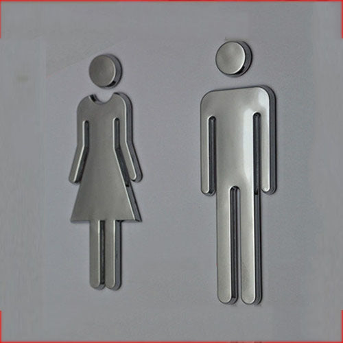 Toilettenschild Damen Herren WC Schild 2er-Set Edelstahl selbstklebend