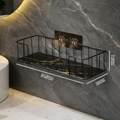 KLZUOPT Shower Caddy Light Luxury Bathroom Black Marble Shelf, Wall-Mounted Bathroom Toilet Storage Shelf, White Green Marble Shelf, Metal Towel Rack Bathroom Shelf Storage