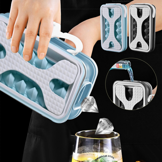Eiswürfelform Silikon Eiswürfelbehälter Mit Deckel, EiswüRfel Flasche, Eiswürfelbehälter, quadratische Eiswürfelform,Ice Maker,lebensmittelecht und BPA-frei, perfekt für Cocktails, Whisky, Babynahrung
