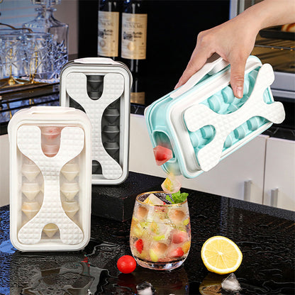 Eiswürfelform Silikon Eiswürfelbehälter Mit Deckel, EiswüRfel Flasche, Eiswürfelbehälter, quadratische Eiswürfelform,Ice Maker,lebensmittelecht und BPA-frei, perfekt für Cocktails, Whisky, Babynahrung