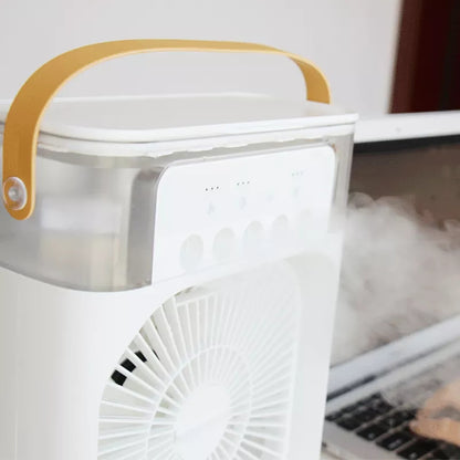 Luftkühler mit Wasserkühlung, 3-in-1 Verdunstungskühler, Luftbefeuchter & Ventilator, Mobile Klimageräte Luftkühler 7L, Leiser Air Cooler , 2 Kühlpacks