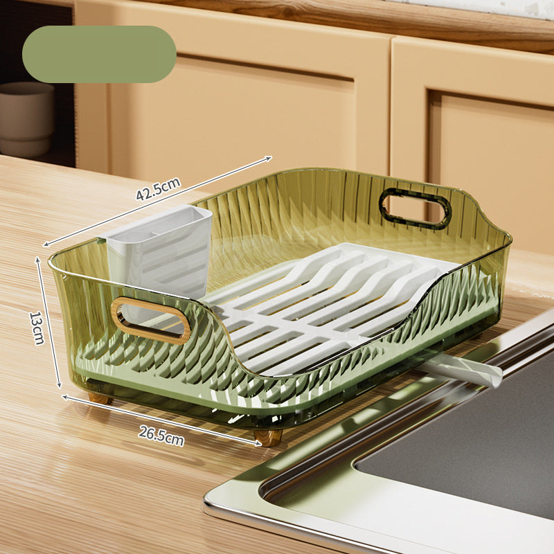 Collapsible Dish Drainer with Swivel Spout - Foldable Drying Rack - Portable Dinnerware Organizer - Space Saving Kitchen Storage Tra