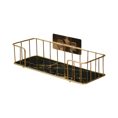 KLZUOPT Shower Caddy Light Luxury Bathroom Black Marble Shelf, Wall-Mounted Bathroom Toilet Storage Shelf, White Green Marble Shelf, Metal Towel Rack Bathroom Shelf Storage