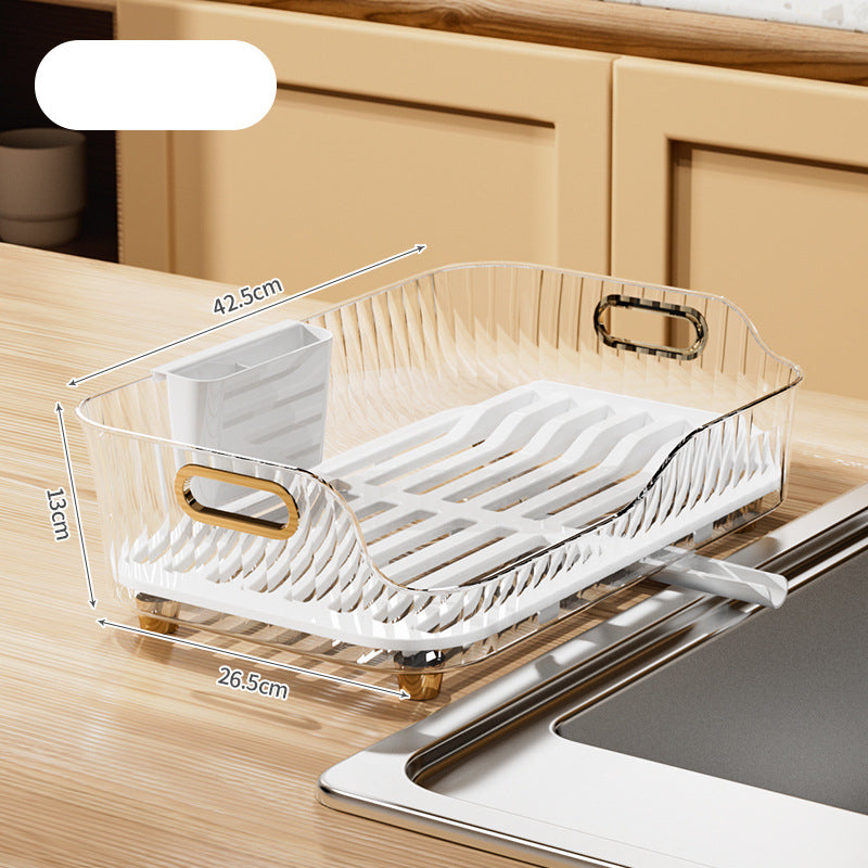 Collapsible Dish Drainer with Swivel Spout - Foldable Drying Rack - Portable Dinnerware Organizer - Space Saving Kitchen Storage Tra