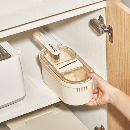 Gemüseschneider Manuell, Multifunktion Zwiebelschneider, Tragbar Gemüsehobel, Küche Würfelschneider mit 440 Edelstahl Klingen, Abtropfkorb, Aufhängeloch, 16 Austauschbare Klingen