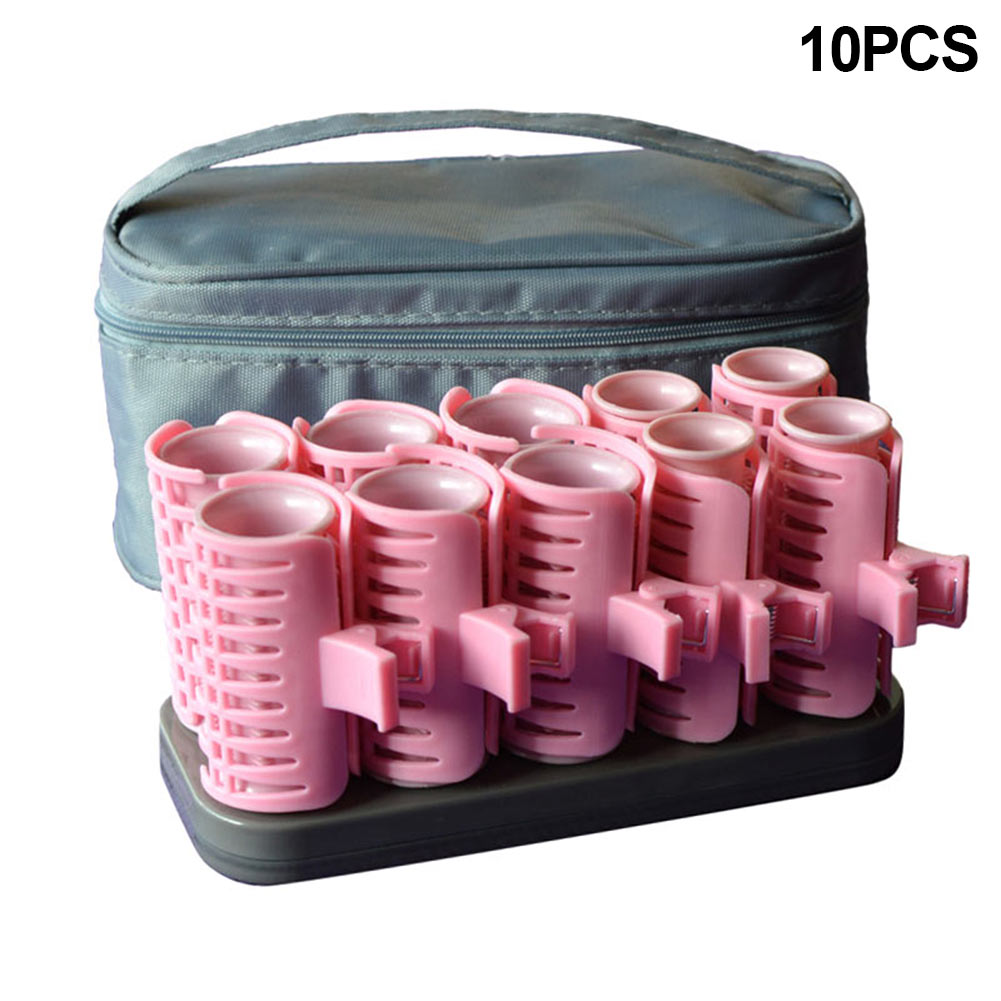 Kunststoff-Haarrollen Hitzebeständiger magischer Lockenwickler Lockenwickler Pony Selbstklebendes Haarvolumen Großer Griff Manuelles Haarstyling-Werkzeugset(Set mit Tasche)